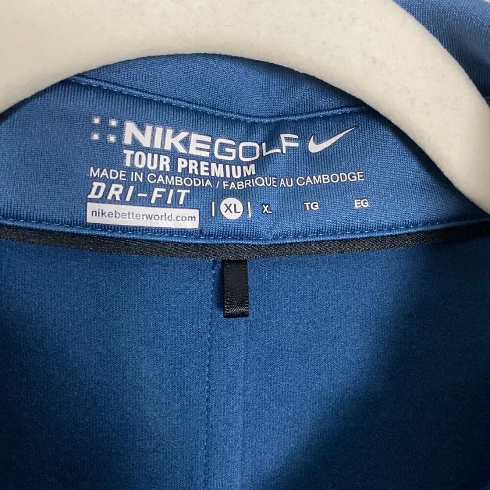 Nike Golf Tour Premium Polo Shirt 483612-458 Long Sleeve Blue Mens XL Dri Fit